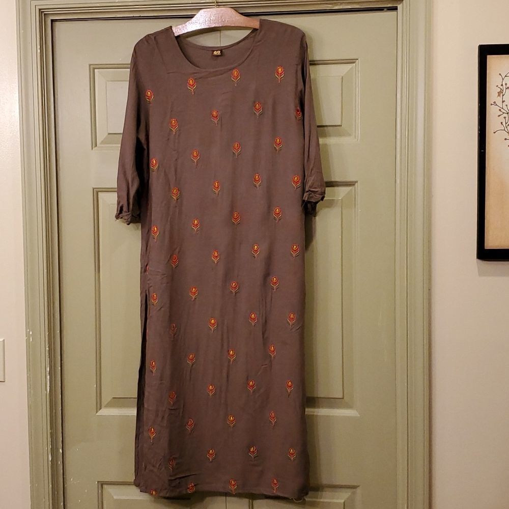 Brown embroidered Kurta  